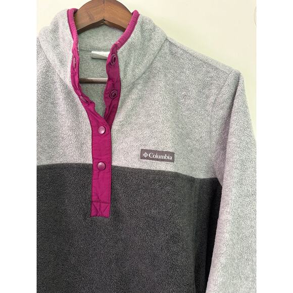 Columbia Sportswear Women's Snap Pullover Fleece Jacket Sz Large Grey Purple - Picture 5 of 6